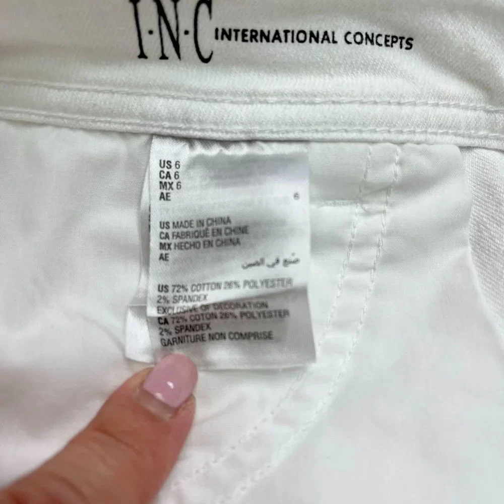 INC International Concepts Women’s White Mid-Rise Denim Bermuda Shorts - Picture 6 of 11